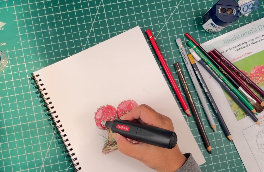 Mixed media artist Marife Rosales using an electric eraser to pull light from dark paper — Art Tip #4 by MyLittleFe