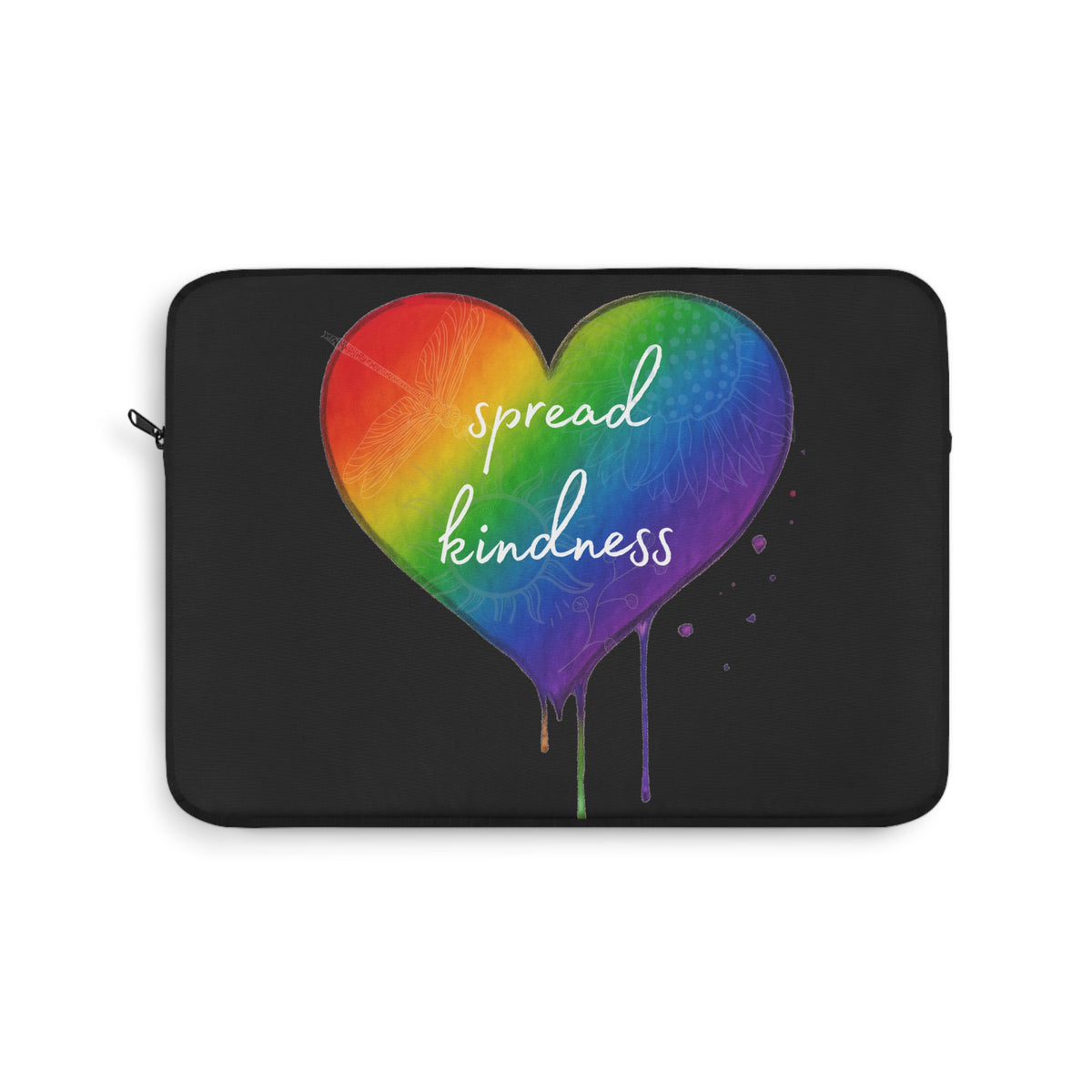 Rainbow Heart "Spread Kindness" Laptop Sleeve — Protective Sleeve with Drip Art