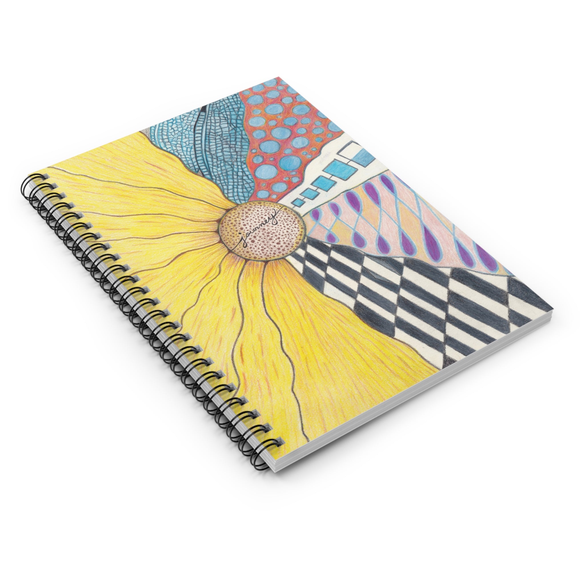 Notebook, Zentangle Spiral Notebook — Ruled Journal with Intricate Doodle Cover