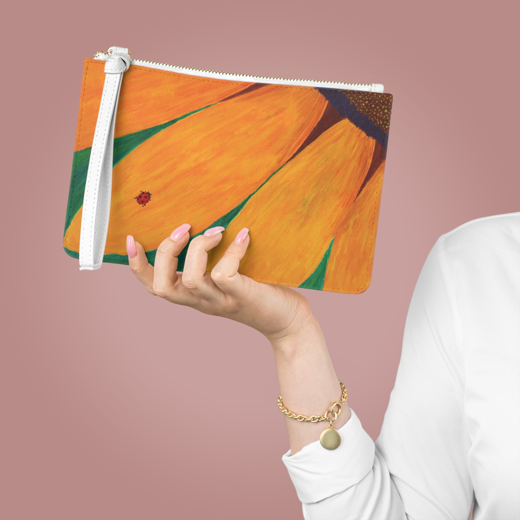 Bag, Clutch Bag - Ladybug on a Sunflower