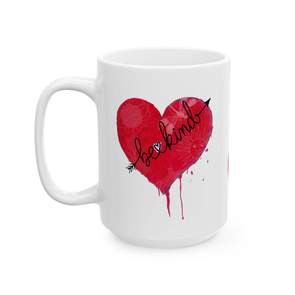 Mug, Bleeding Heart with Be Kind Arrow Ceramic (11oz, 15oz)