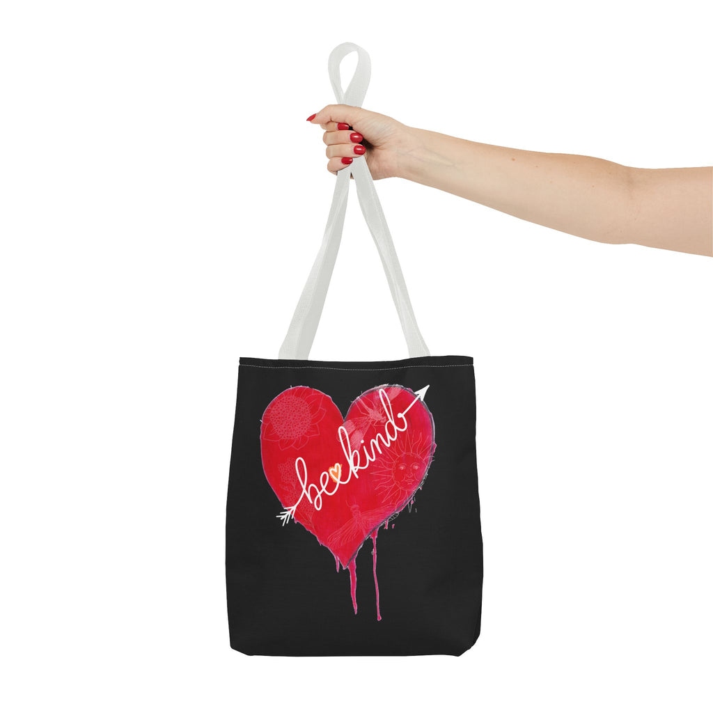 Bag, Be Kind Heart Tote Bag — Personalized Inspirational Canvas Tote