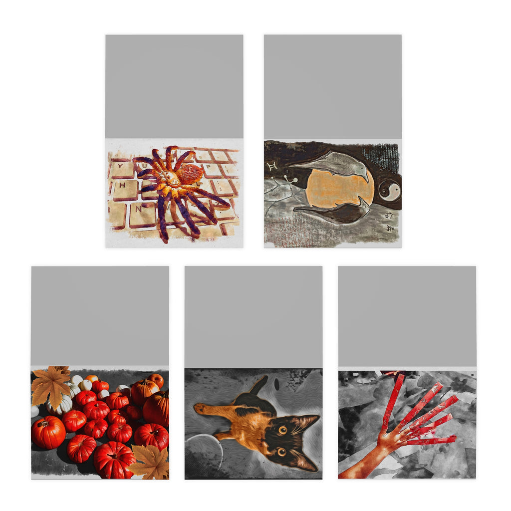 Greeting Card, Halloween & Fall Inspired Greeting Card Set – 5 Unique Designs
