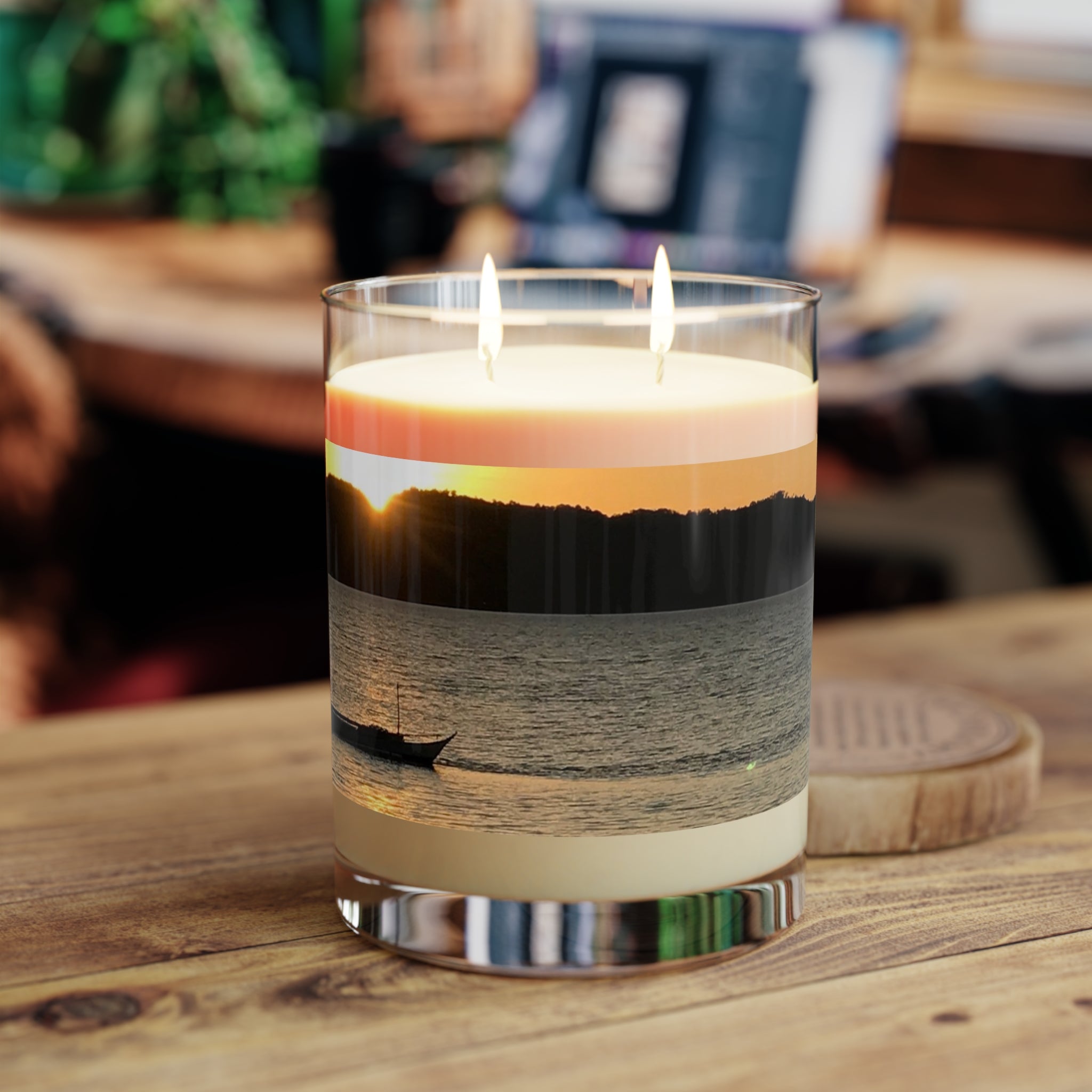 Candle, Ocean design Glass (ocean mist scent)