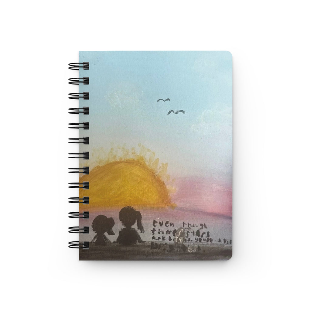 Spiral Notebook — Sunset Friends Illustrated Journal with ‘Even Though…’ Quote