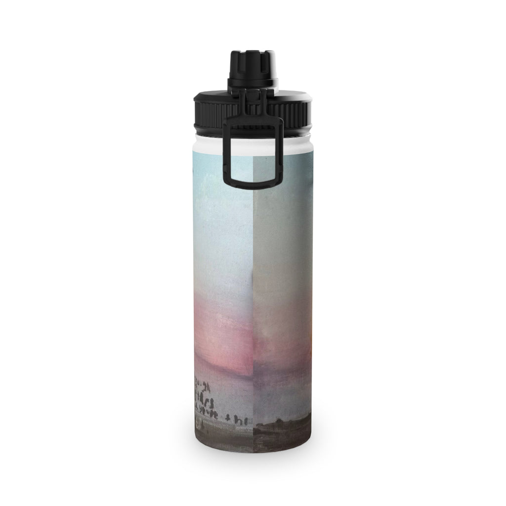 Stainless Steel Water Bottle — Sunset Silhouette Kids Scene