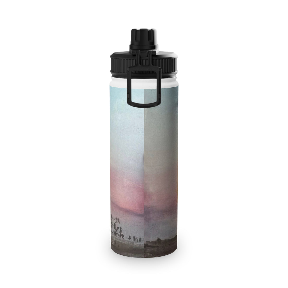 Stainless Steel Water Bottle — Sunset Silhouette Kids Scene