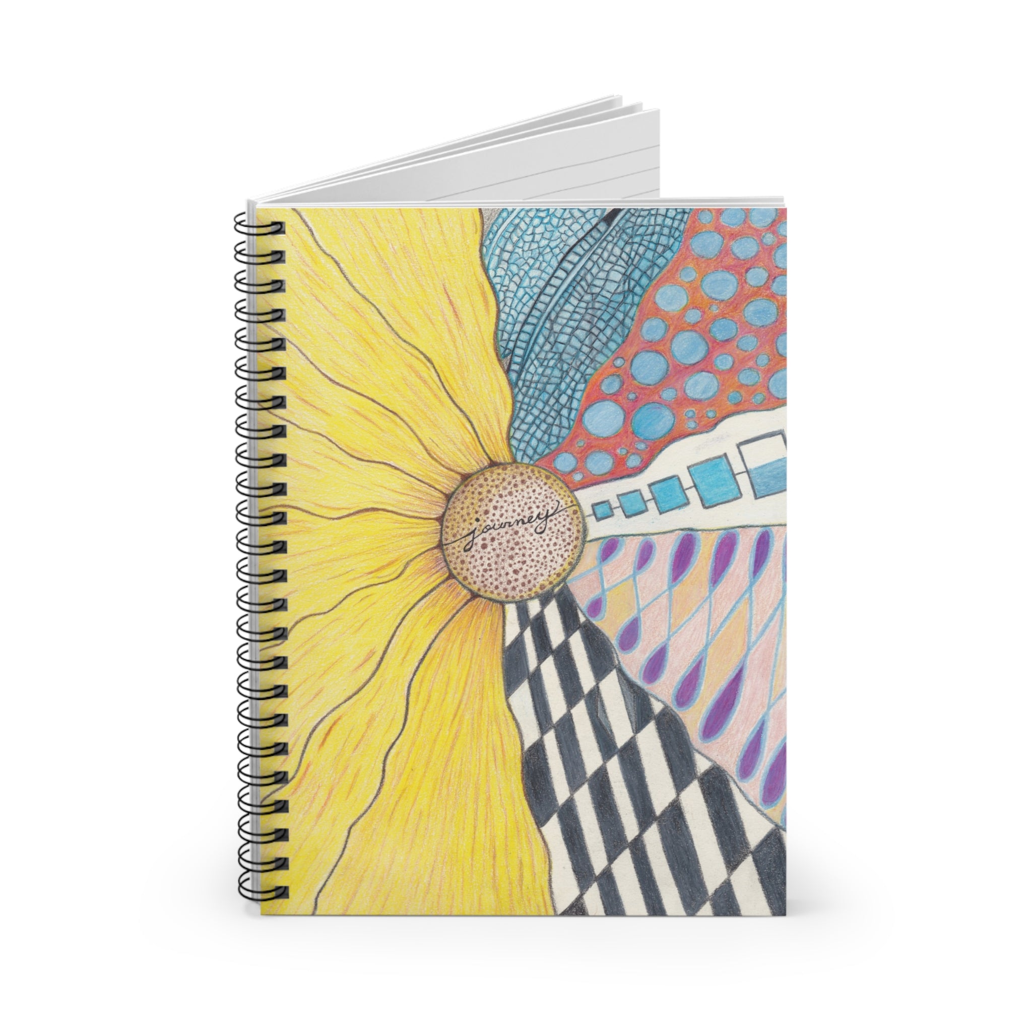 Notebook, Zentangle Spiral Notebook — Ruled Journal with Intricate Doodle Cover