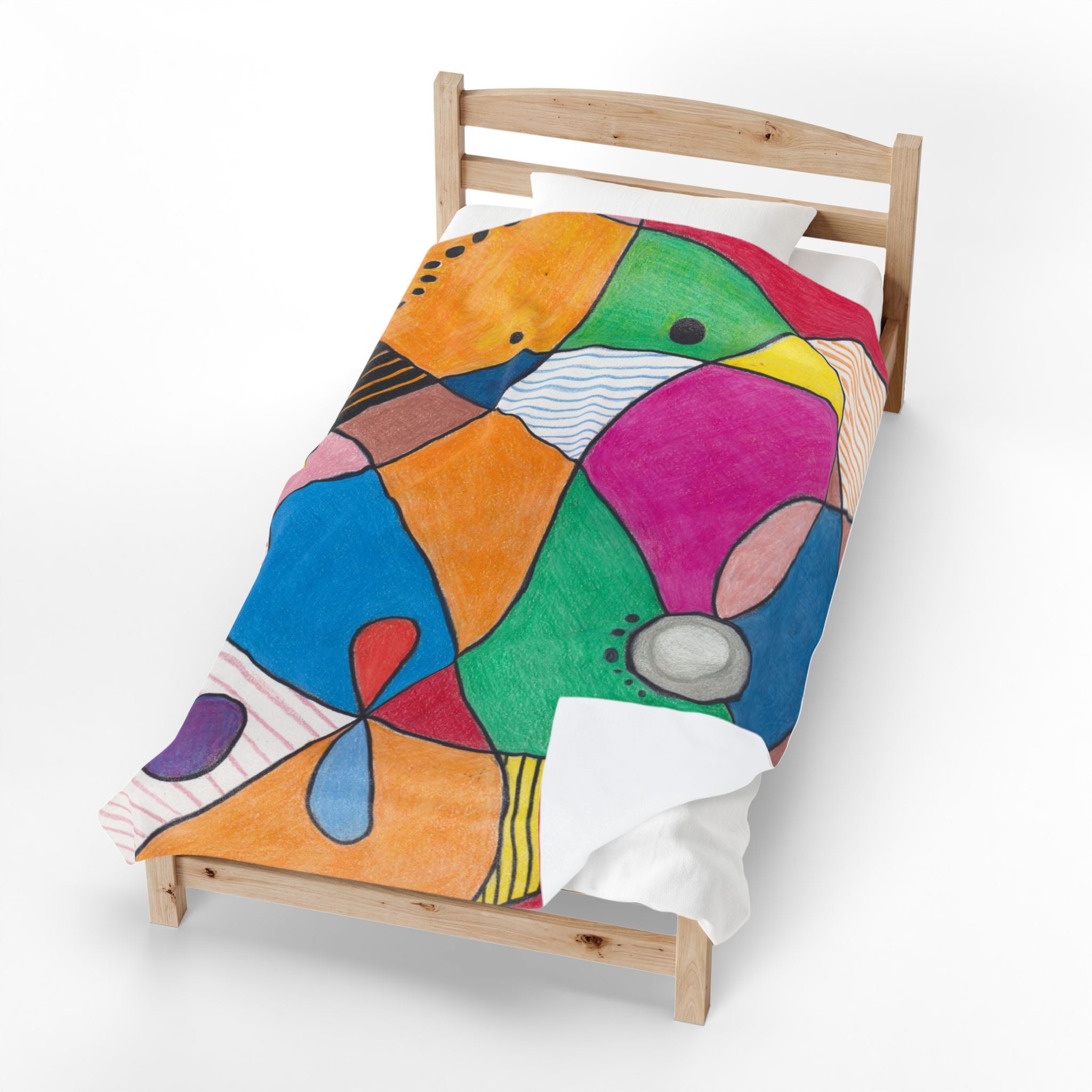 Blanket, Abstract Colorful Geometry Velveteen Plush