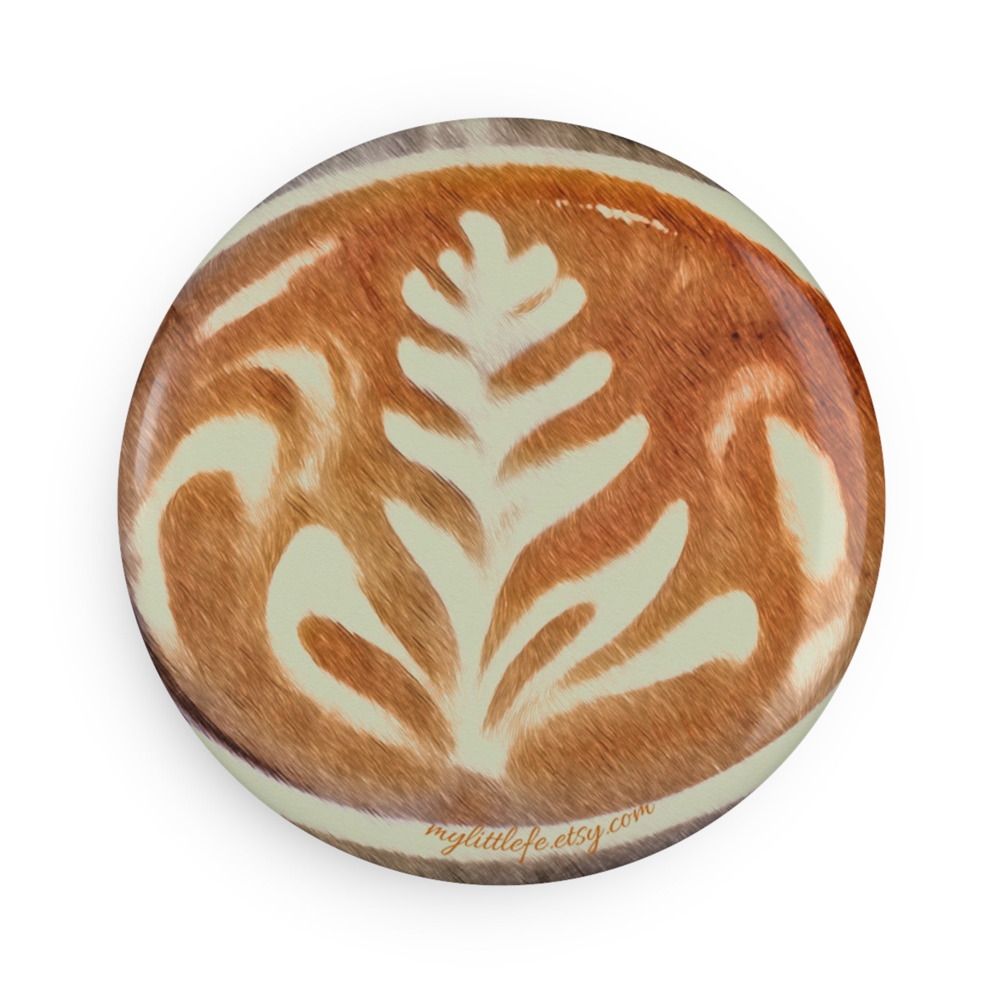 Coffee Art Round Button Magnet — Decorative Coffee Cup Magnet