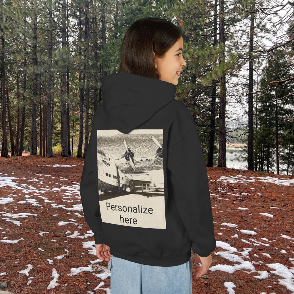Shirt, Kids Youth Wingman Hoodie - Airplane Photo Design - Personalizable