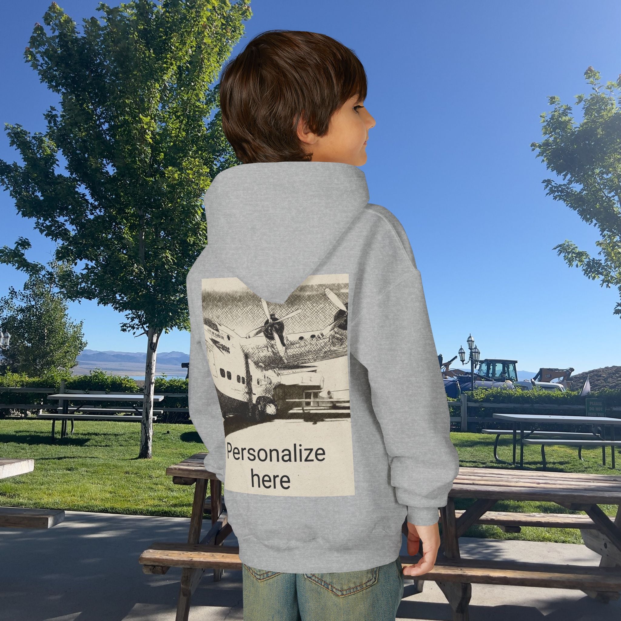 Shirt, Kids Youth Wingman Hoodie - Airplane Photo Design - Personalizable