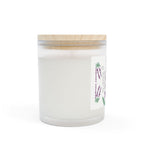 Candle, Lavender Plant Drawing — Frosted Glass | Wooden Wick