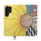 Phone Case, Sunflower Journey Flip Case – Artistic Floral