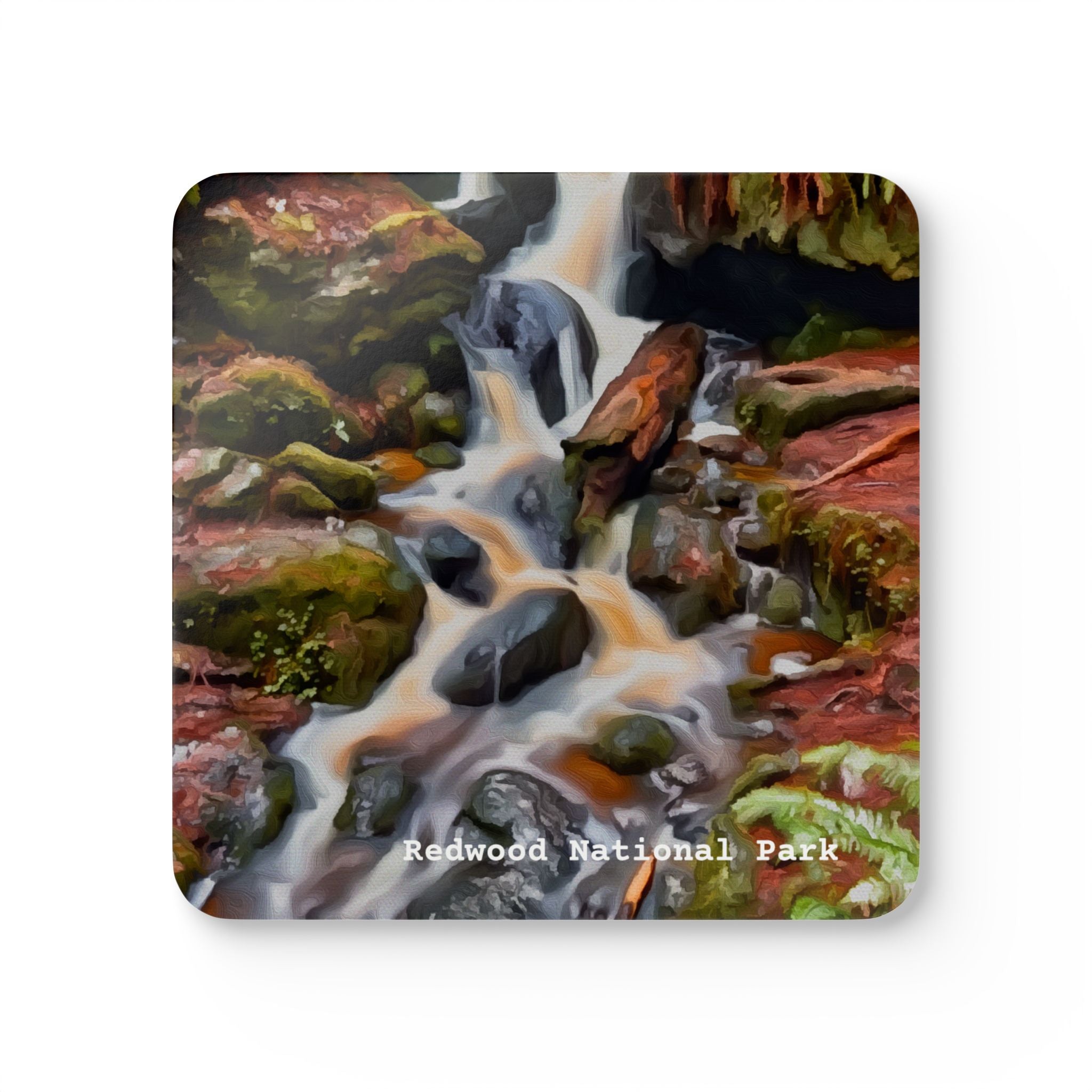 Coaster Set (4), Redwood National Park Stylized Photo Hardboard Back