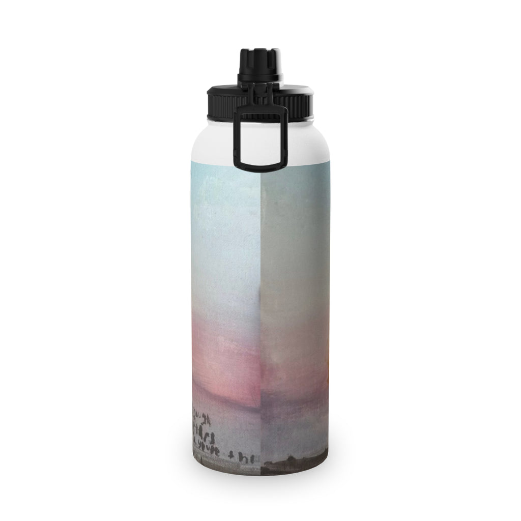 Stainless Steel Water Bottle — Sunset Silhouette Kids Scene