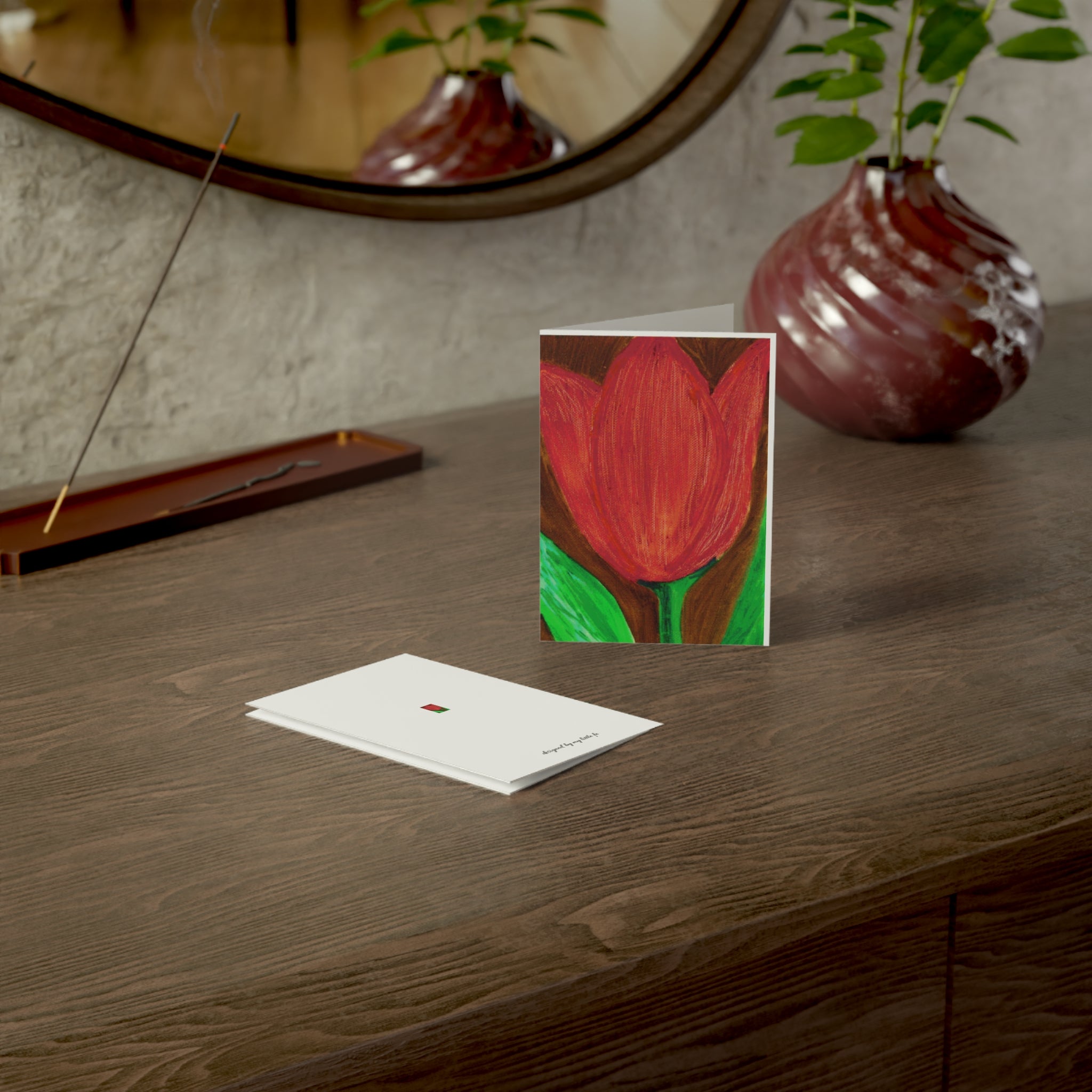 Red Tulip Greeting Cards (QTY: 1, 10, 30)