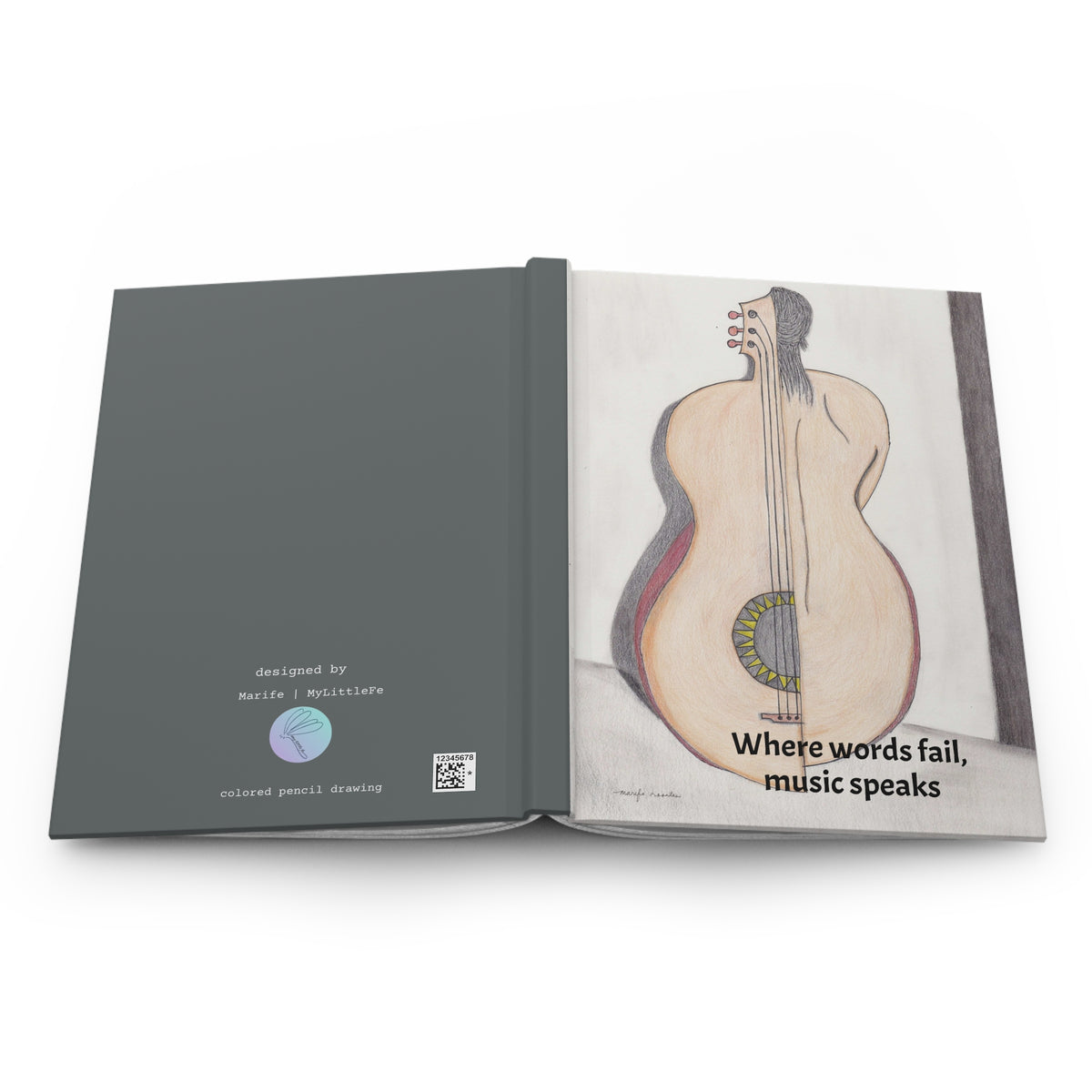 Notebook, Split Guitar — Hardcover Journal