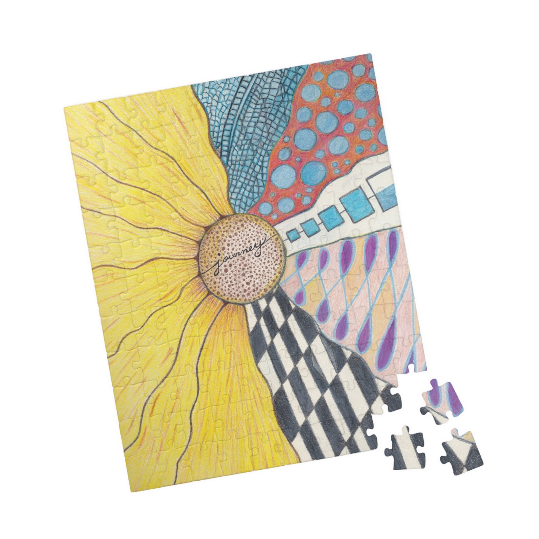 Jigsaw Puzzle, Zentangle Sunflower
