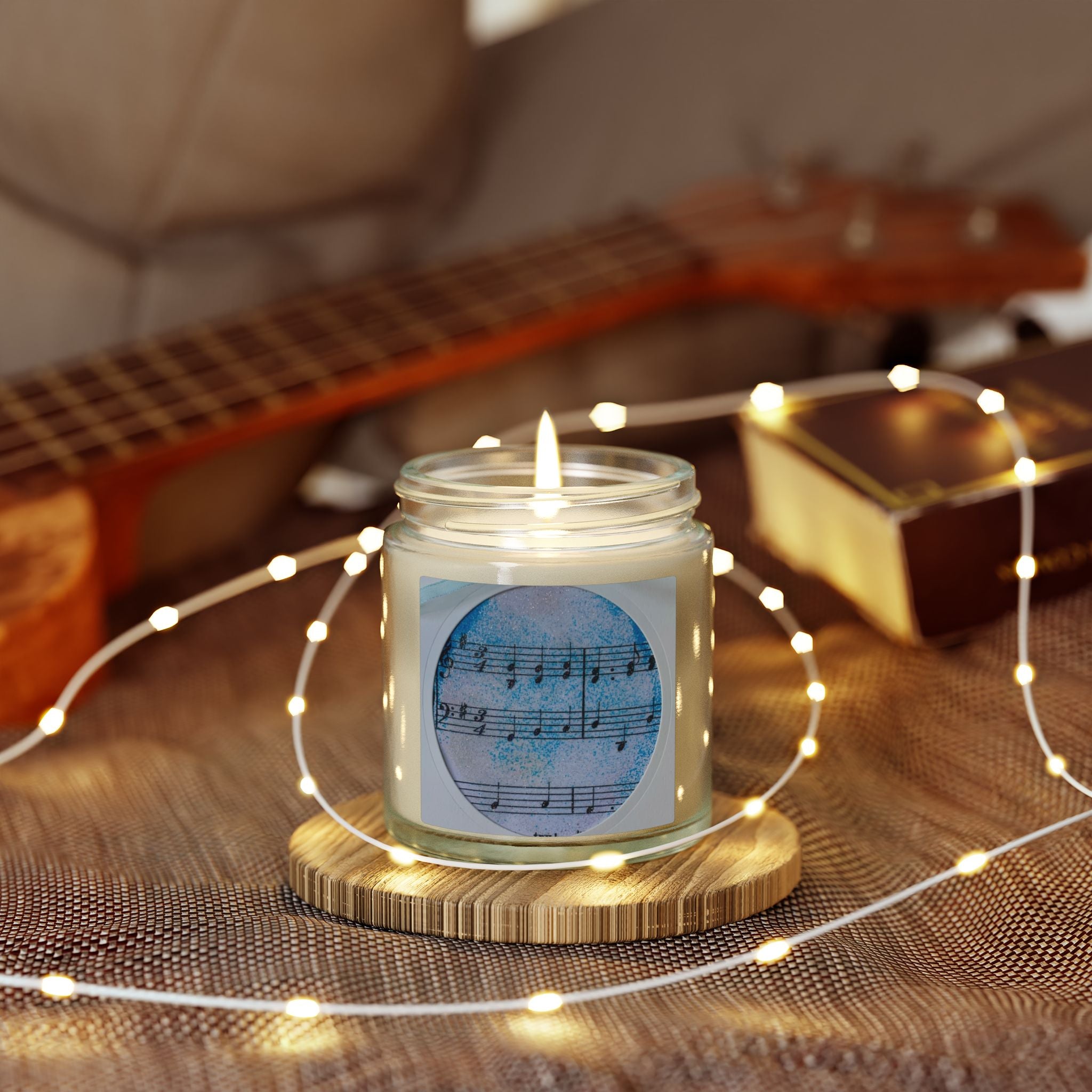 Candle, Blue Christmas Music Notes Ornament - multiple scents