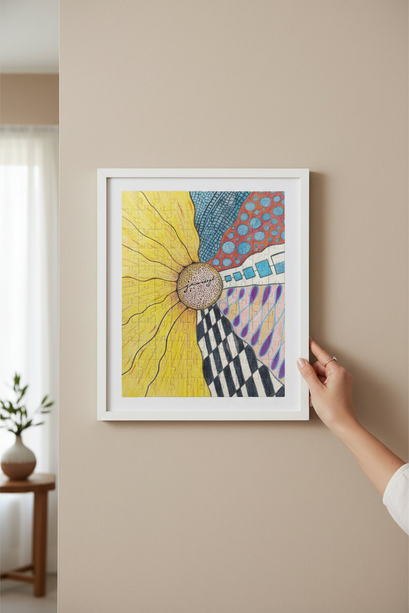 Jigsaw Puzzle, Zentangle Sunflower