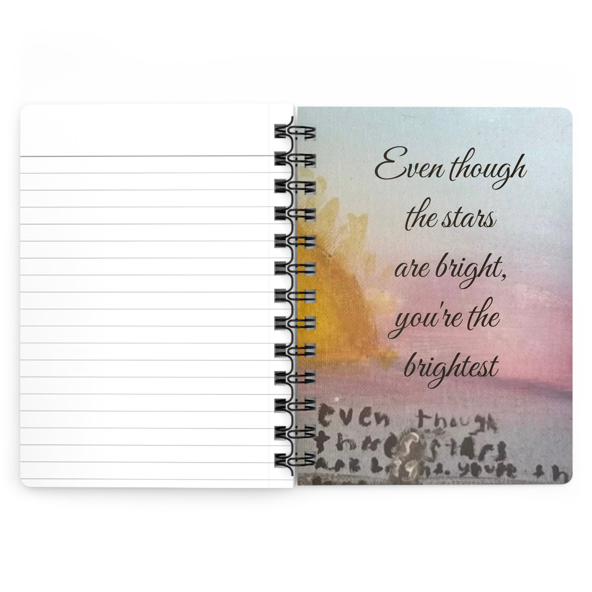 Spiral Notebook — Sunset Friends Illustrated Journal with ‘Even Though…’ Quote