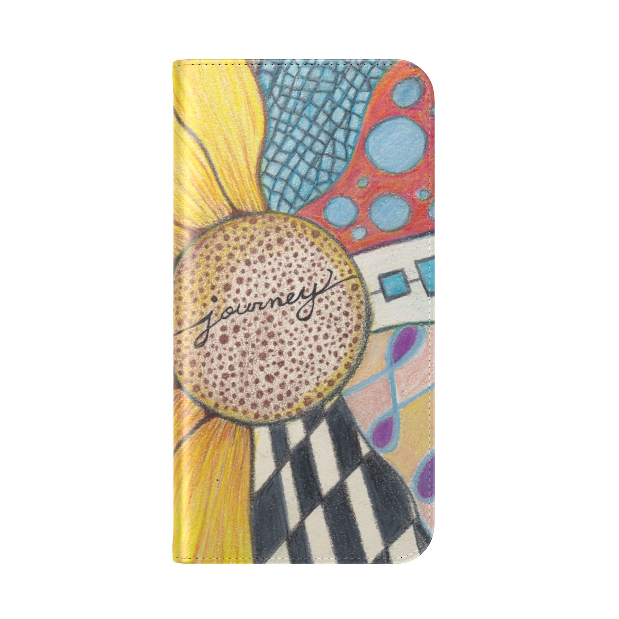 Phone Case, Sunflower Journey Flip Case – Artistic Floral