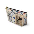 Cat Stamp Airmail Accessory Pouch — Cute Postage Cosmetic Bag