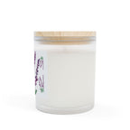 Candle, Lavender Plant Drawing — Frosted Glass | Wooden Wick