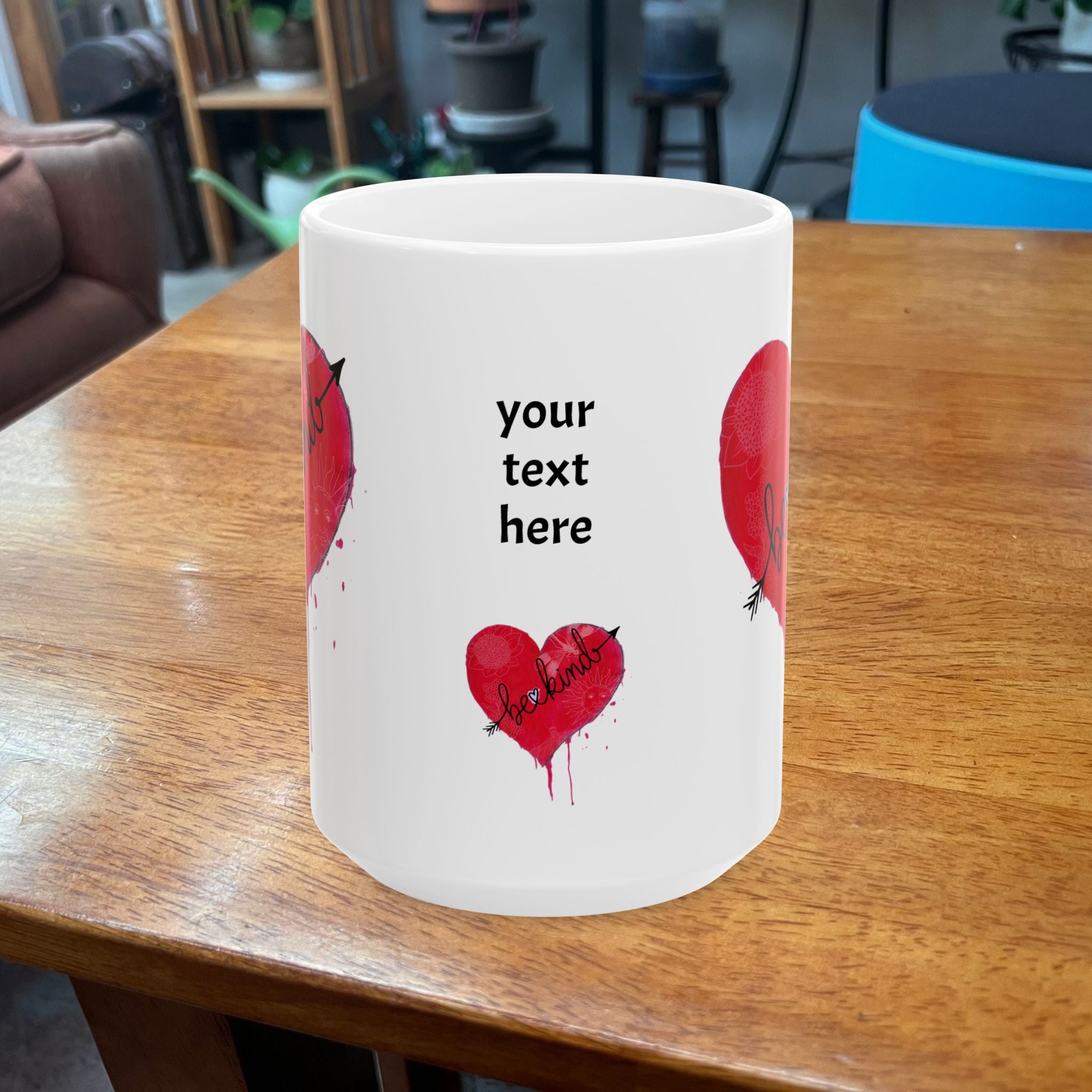 Mug, Be Kind Heart Design (11oz, 15oz)