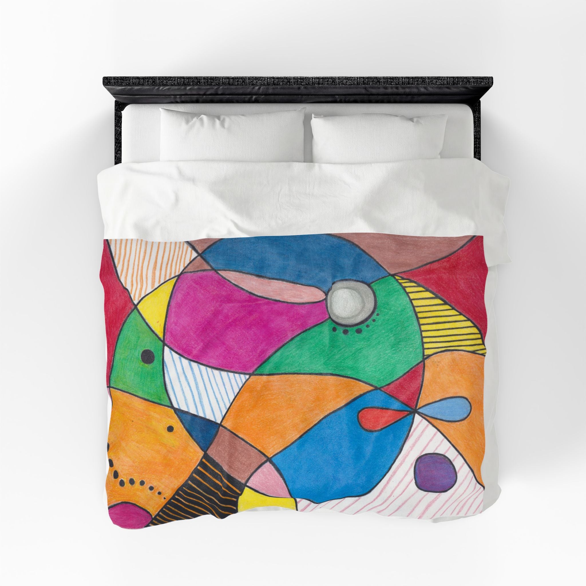 Blanket, Abstract Colorful Geometry Velveteen Plush