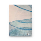 Notebook with blue abstract design on a white background