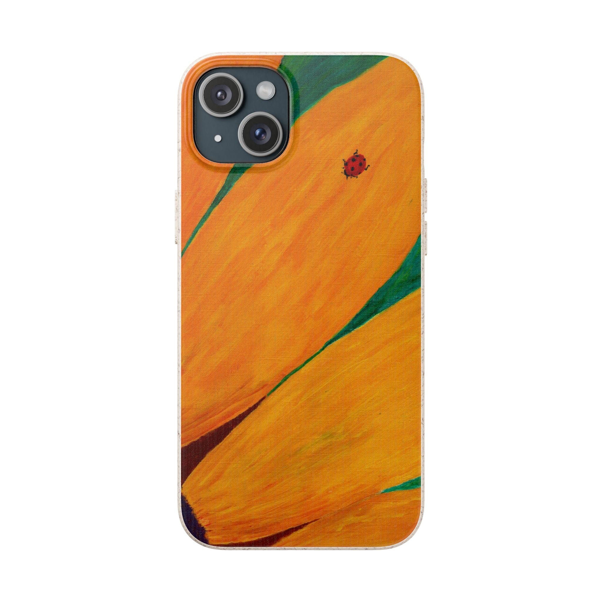Phone Case with Print of Ladybug on Sunflower Painting| Biodegradable