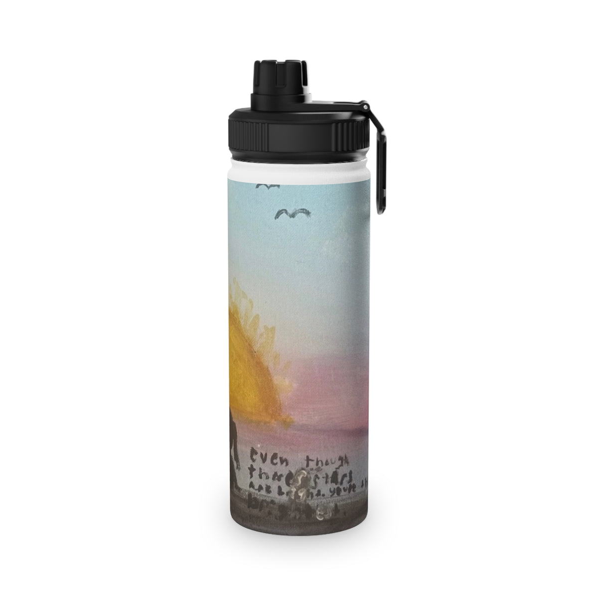 Stainless Steel Water Bottle — Sunset Silhouette Kids Scene