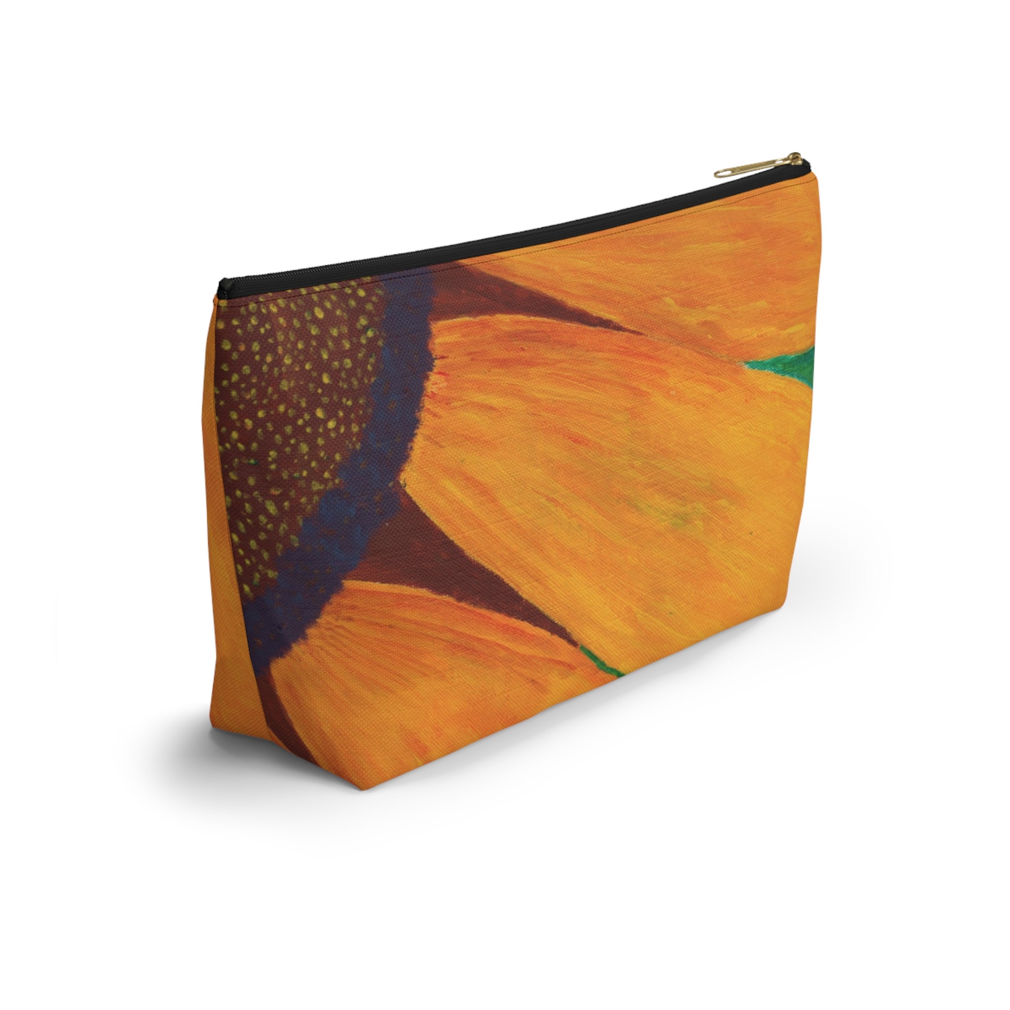 Pouch with a sunflower design on a white background