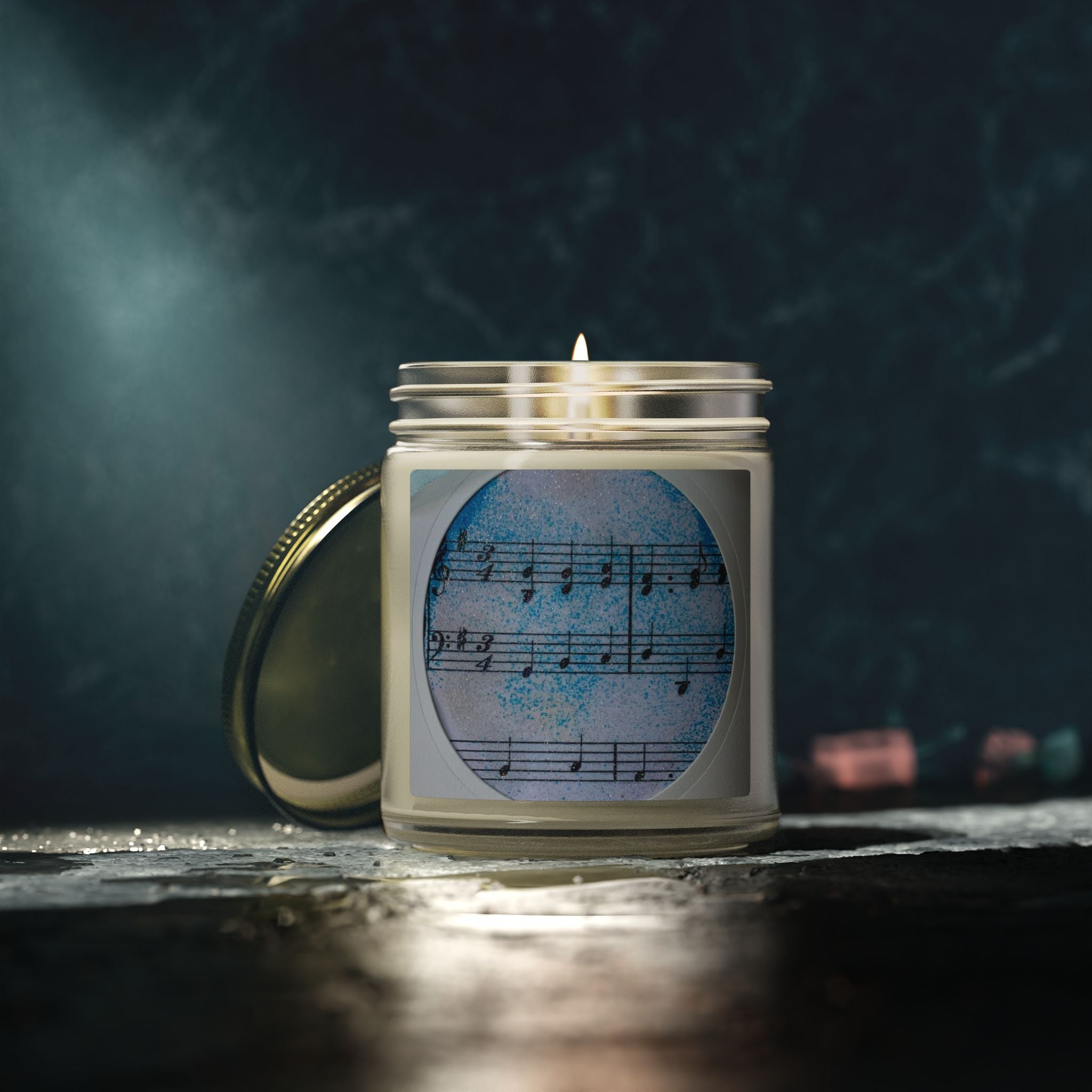 Candle, Blue Christmas Music Notes Ornament - multiple scents