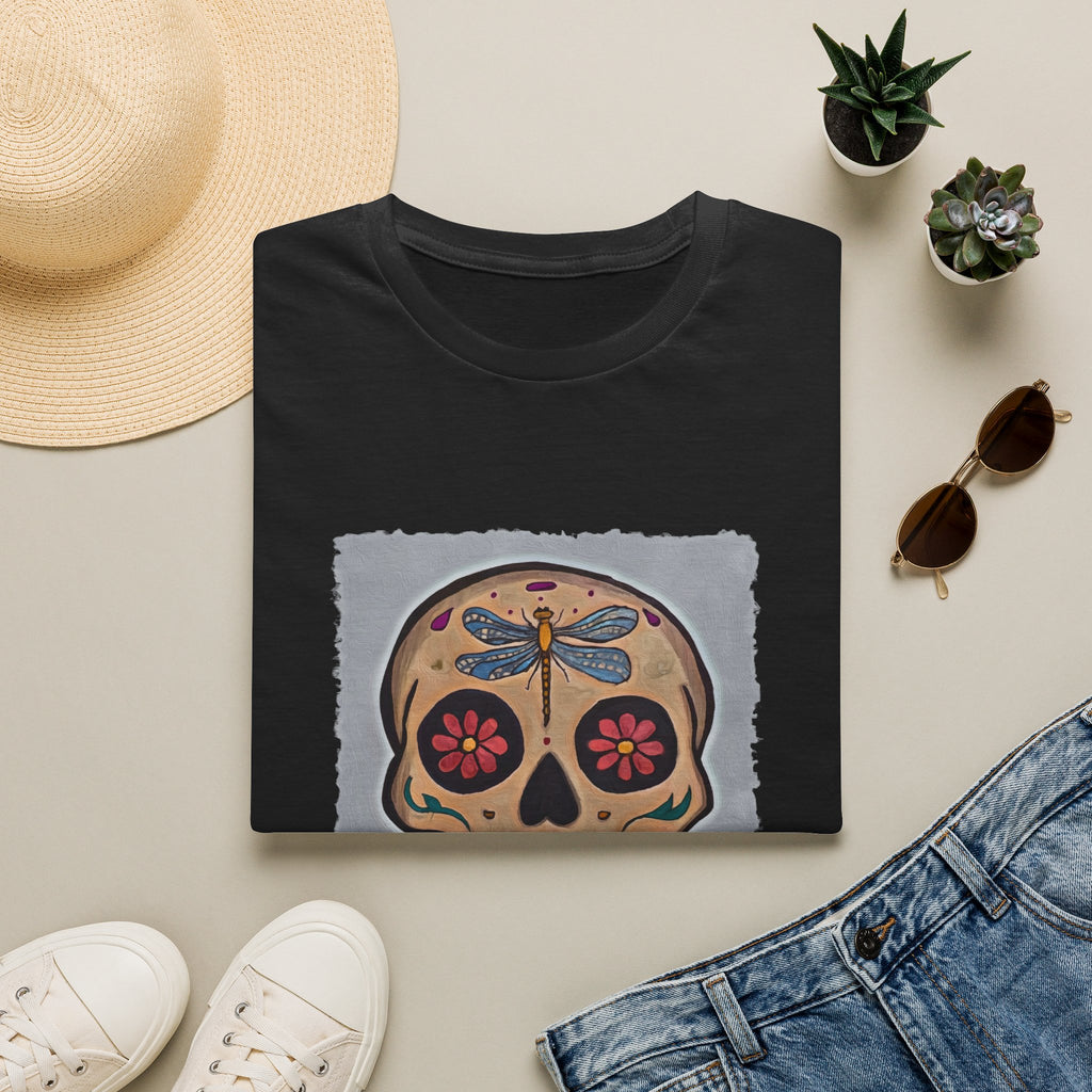 Shirt, Day of the Dead Sugar Skull - Dragonfly Floral Calavera Tee