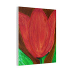 Painting of a red tulip with a white background