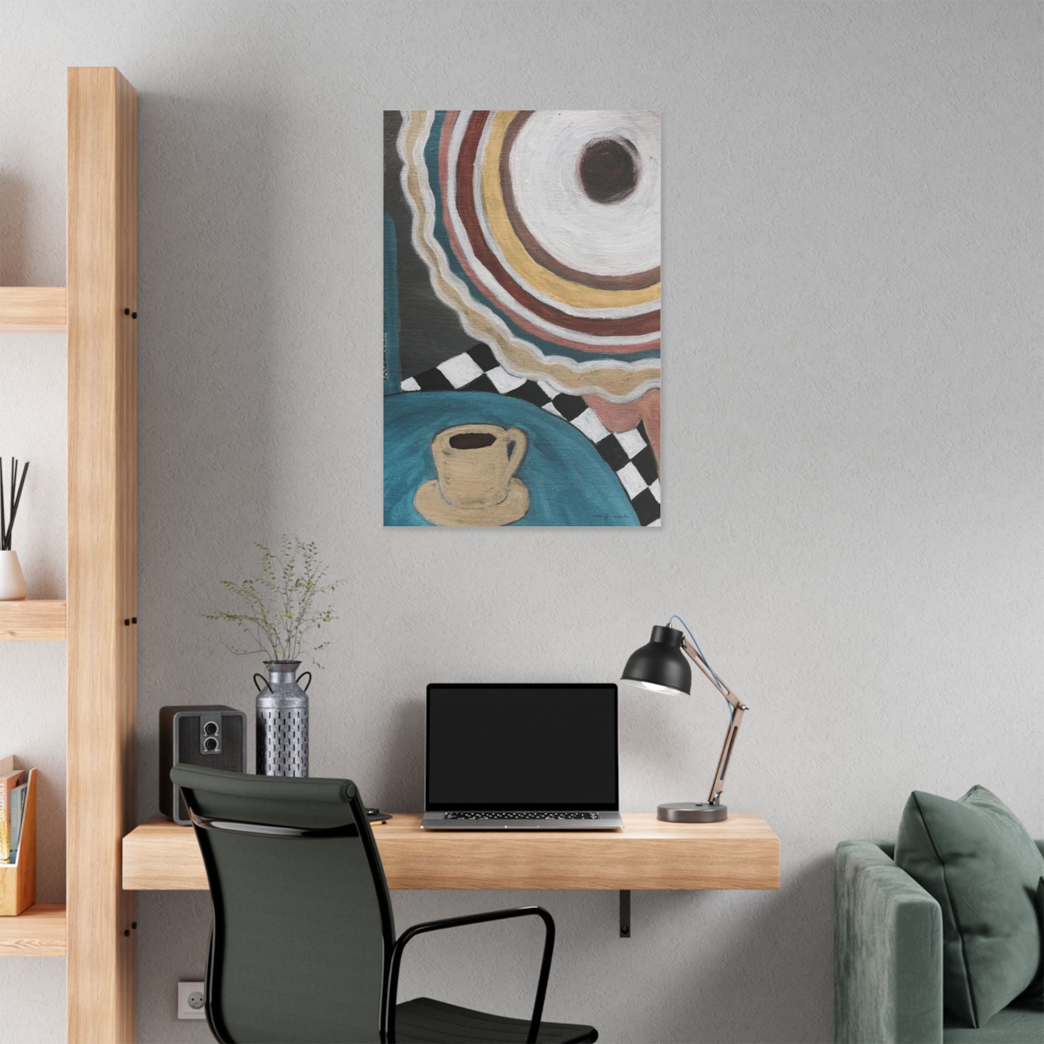 Canvas Wall Art, Woman at a Cafe