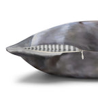 Gray pillow with zipper on a white background