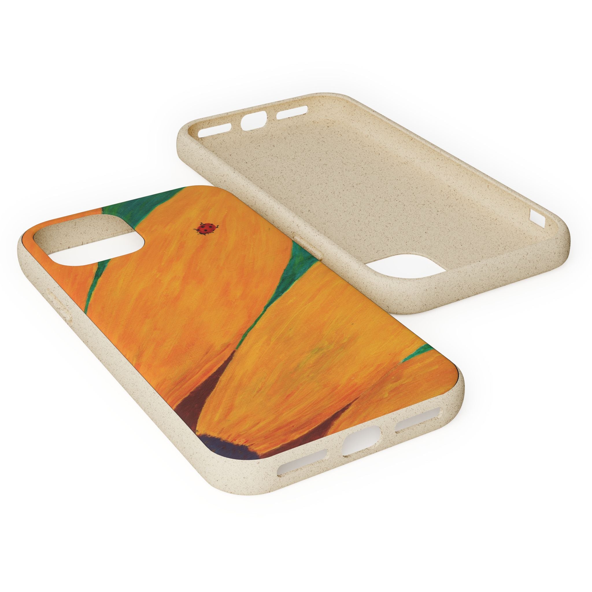 Phone Case with Print of Ladybug on Sunflower Painting| Biodegradable