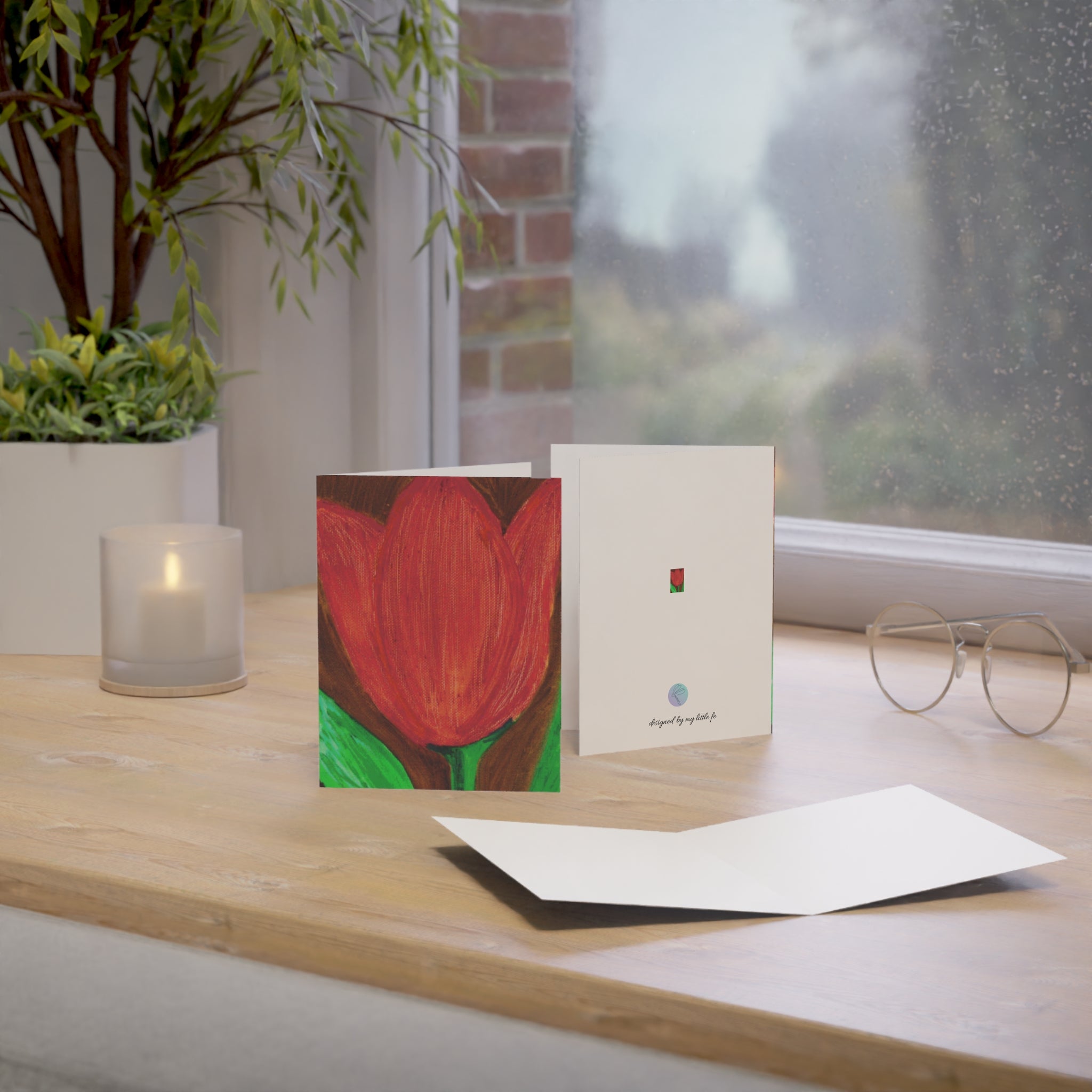 Greeting Cards, Red Tulip (QTY: 1, 10, 30)