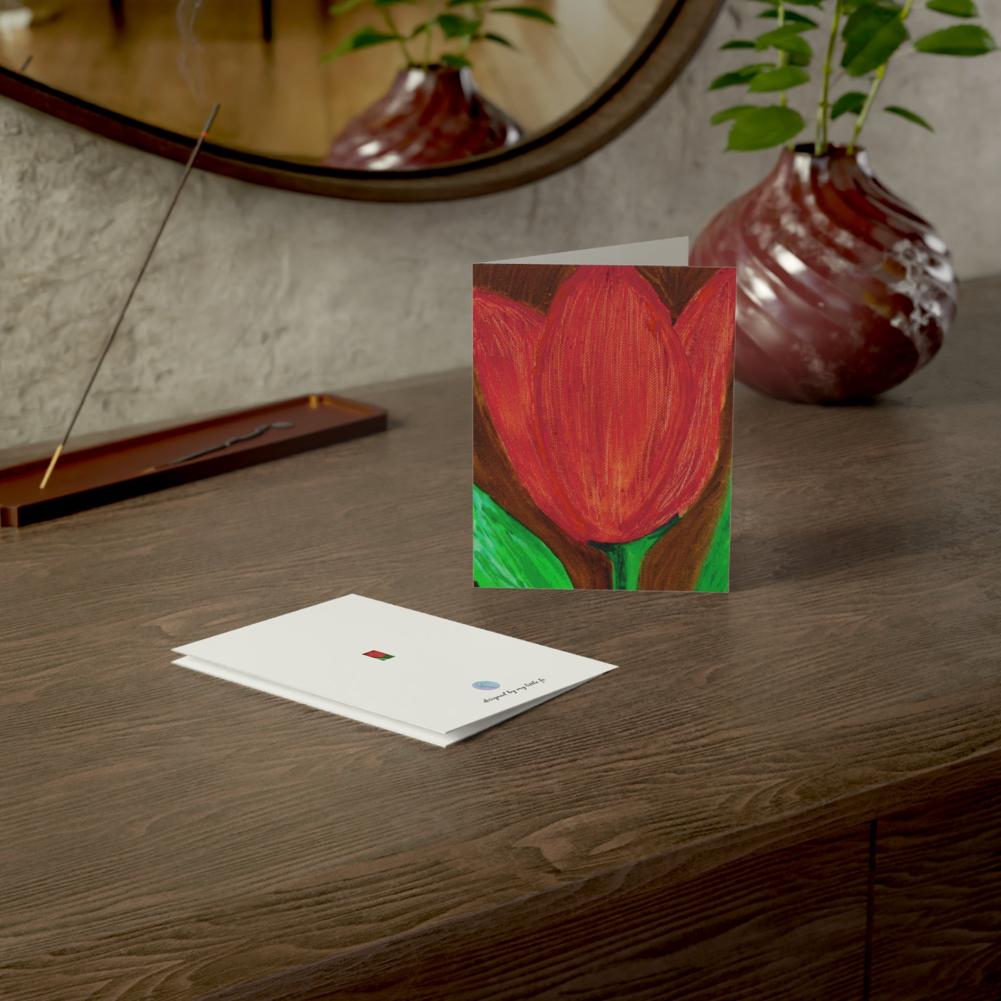 Greeting Cards, Red Tulip (QTY: 1, 10, 30)