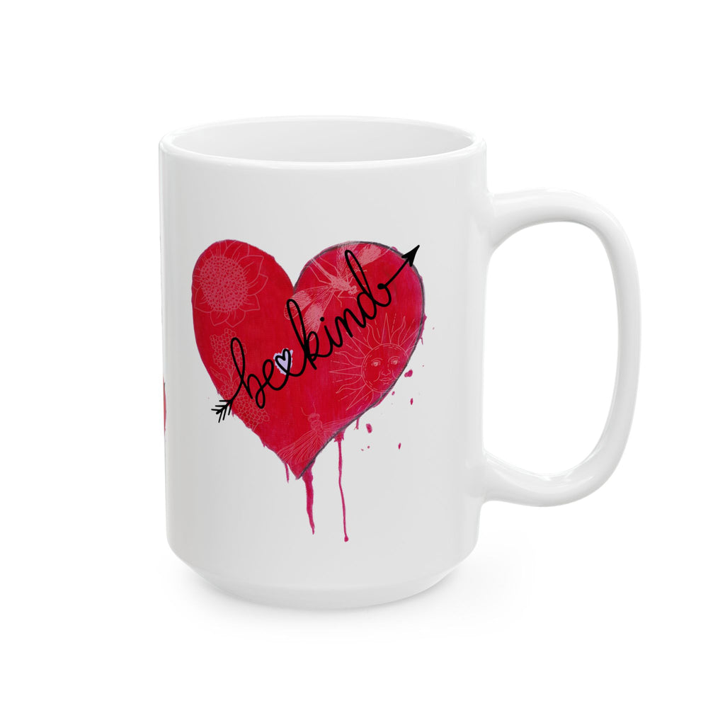 Mug, Bleeding Heart with Be Kind Arrow Ceramic (11oz, 15oz)