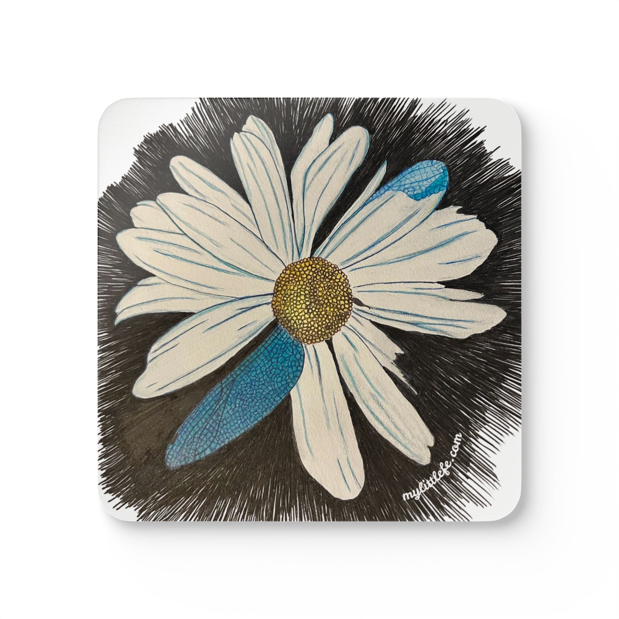 Coaster Set, Daisy Dragonfly Wings Design