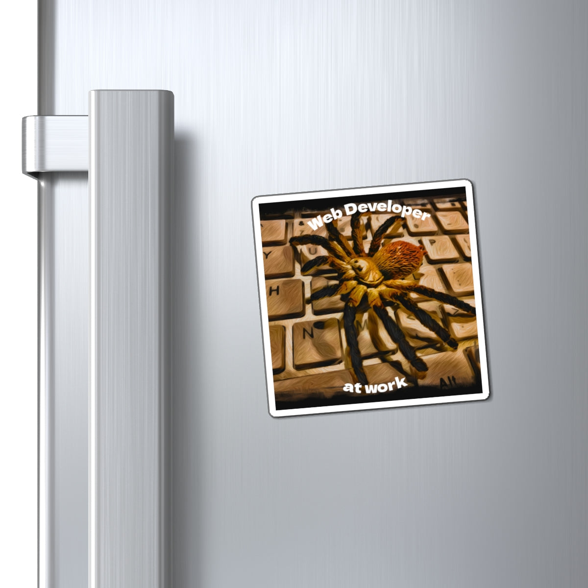 Magnet — "Web Developer at Work" Spider on Keyboard