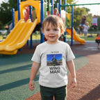 Gray t-shirt with graphic design and text 'I'm your wing man' on a white background