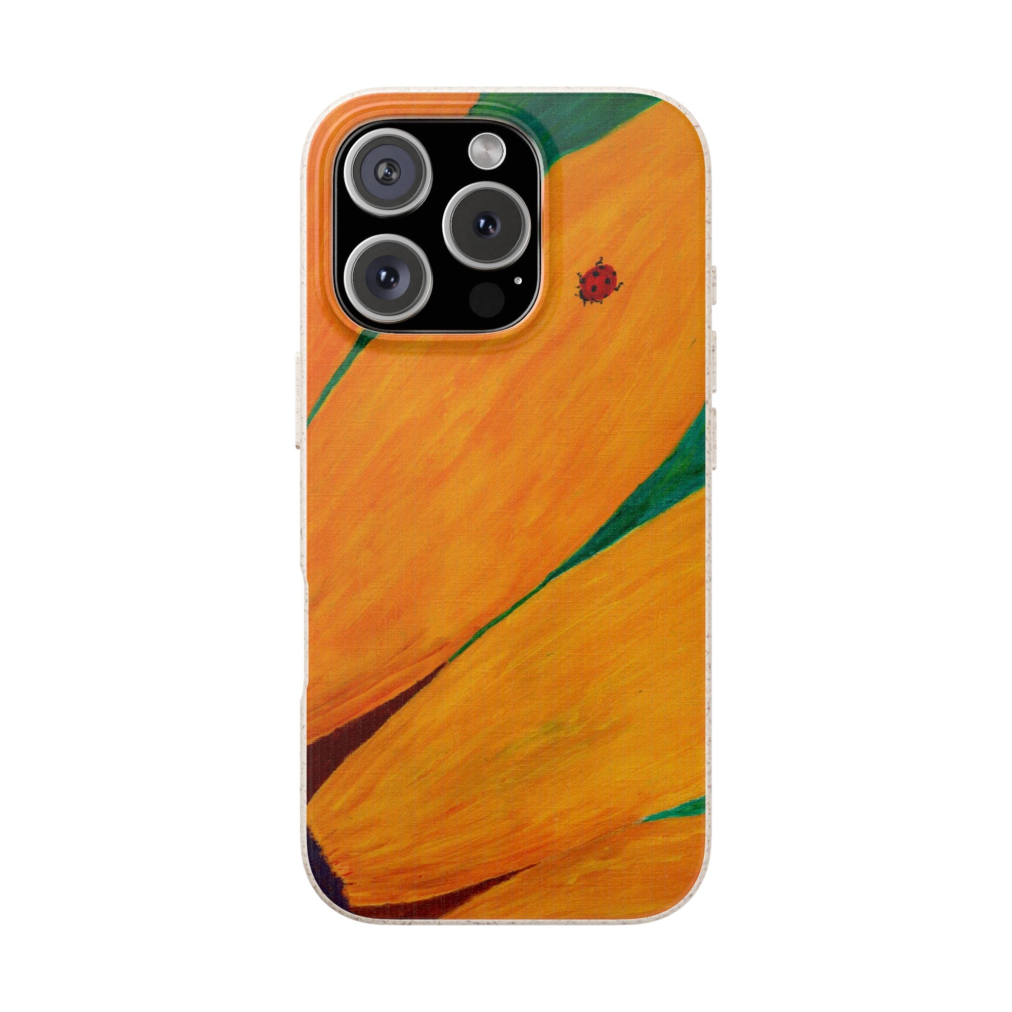 Phone Case with Print of Ladybug on Sunflower Painting| Biodegradable