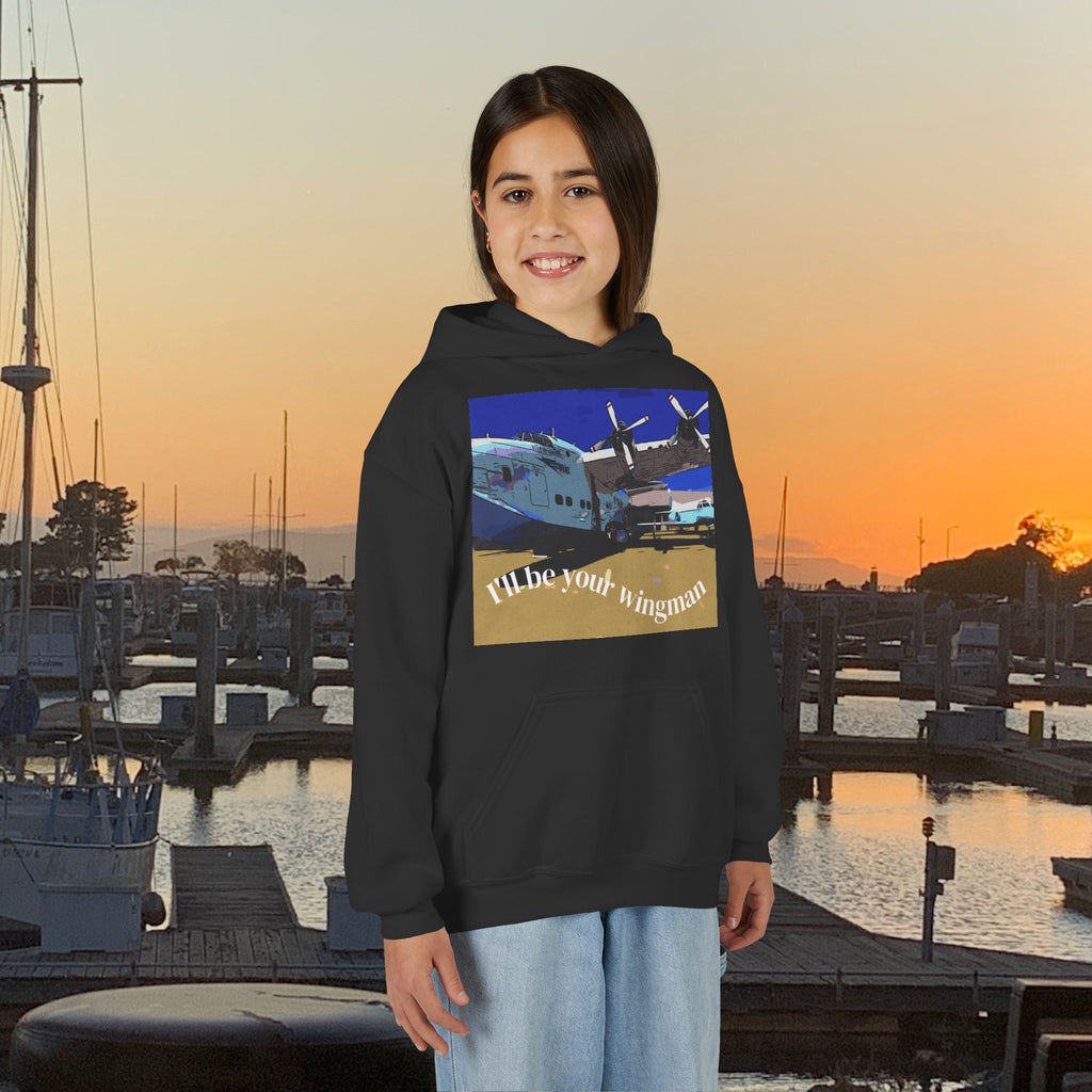 Shirt, Kids Youth Wingman Hoodie - Airplane Photo Design - Personalizable