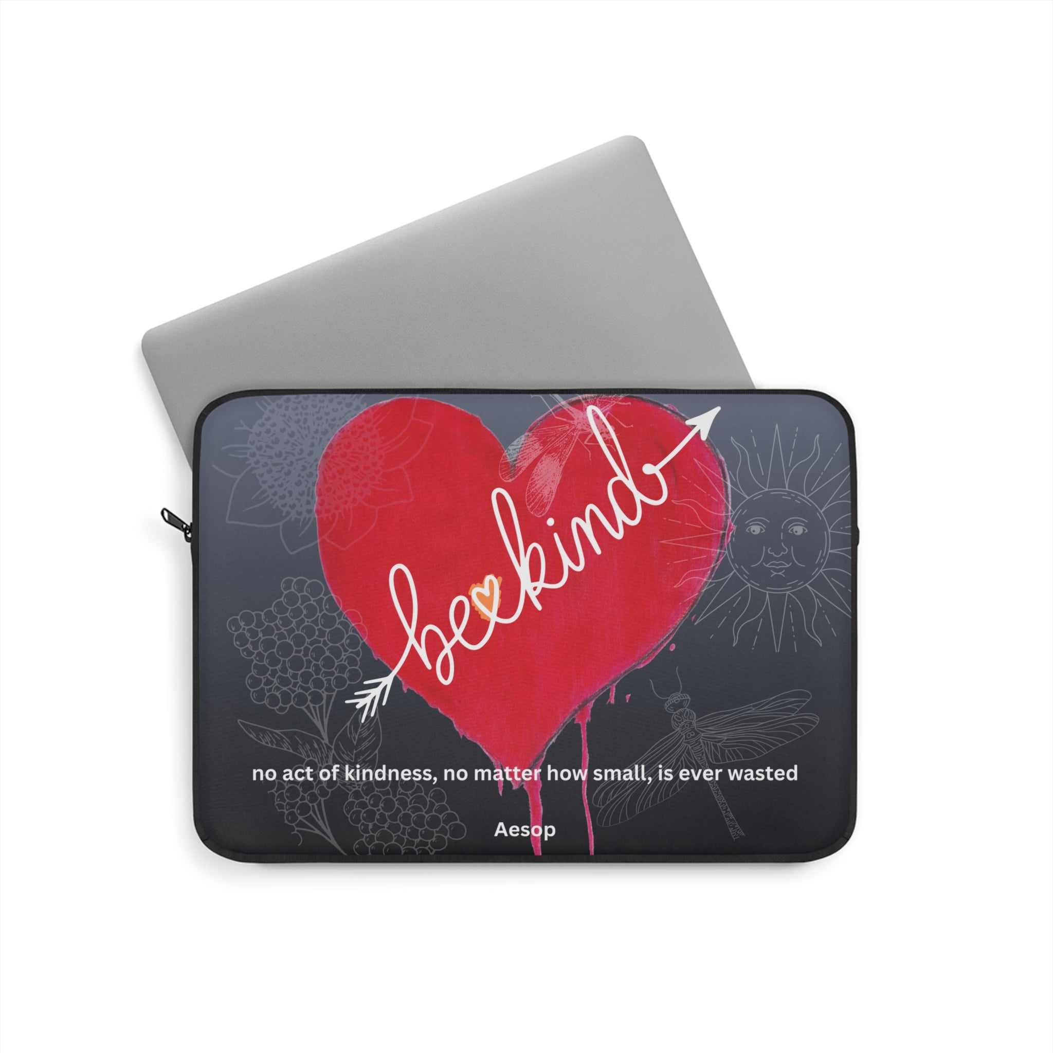 Case, Laptop Sleeve - Be Kind Red Heart Design